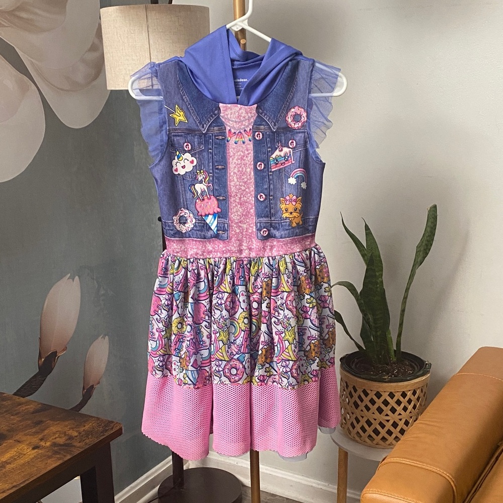 Jojo Siwa Nickelodeon Rainbow Unicorn‎ Puppy Dress with hooded bow size 10-12 L